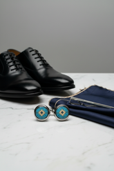 Silver and Blue Enamel Cufflinks